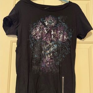 Harley-Davidson Black and Purple Graphic Tee